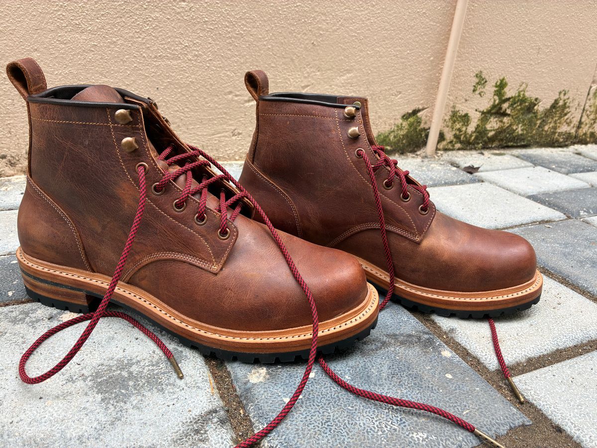 Photo by ArunP on November 4, 2025 of the Craft & Glory Task Boots in Full Grain Waxed Water Buffalo.