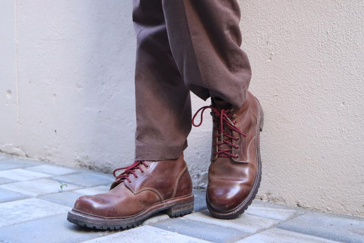 Photo by ArunP on April 3, 2026 of the Craft & Glory Task Boots in Full Grain Waxed Water Buffalo.
