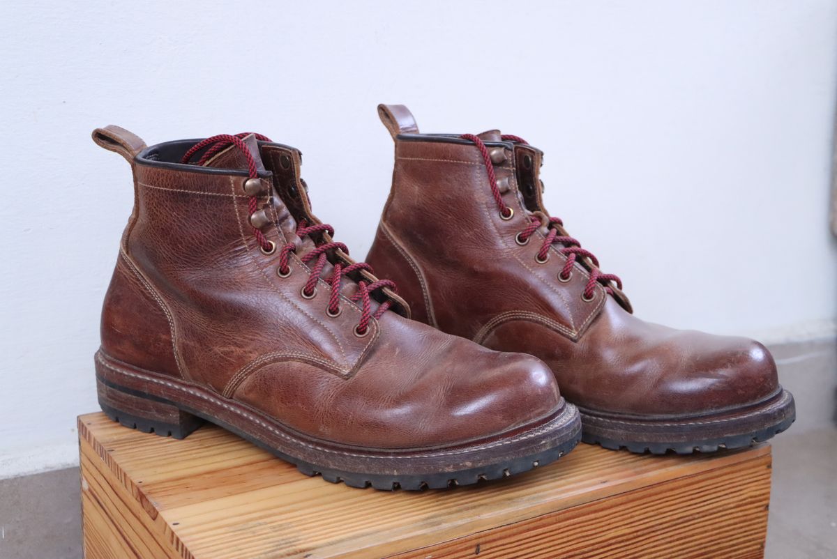 Photo by ArunP on April 2, 2026 of the Craft & Glory Task Boots in Full Grain Waxed Water Buffalo.