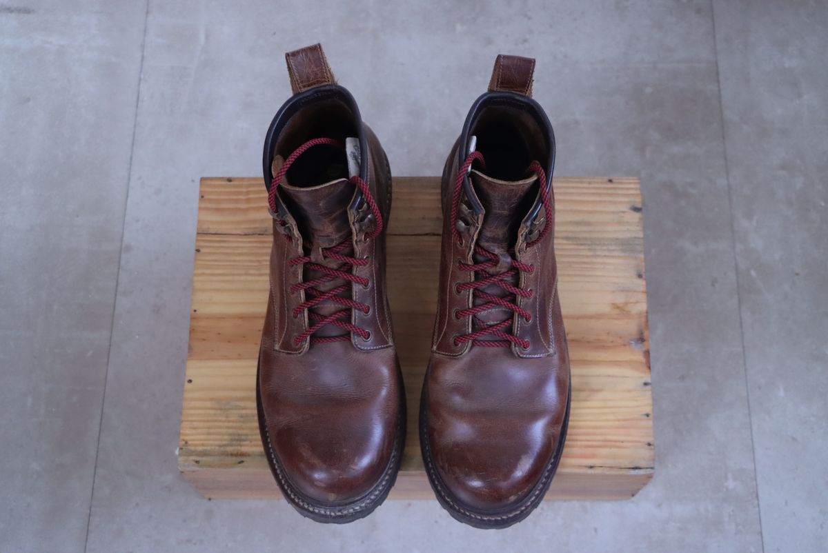 Photo by ArunP on April 2, 2026 of the Craft & Glory Task Boots in Full Grain Waxed Water Buffalo.