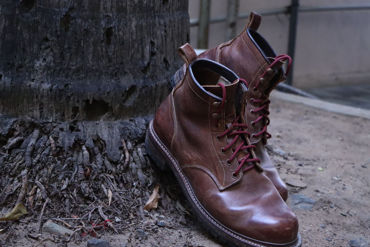 Photo by ArunP on April 2, 2026 of the Craft & Glory Task Boots in Full Grain Waxed Water Buffalo.