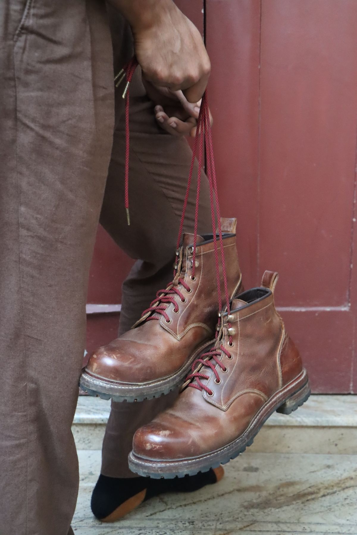 Photo by ArunP on April 2, 2026 of the Craft & Glory Task Boots in Full Grain Waxed Water Buffalo.
