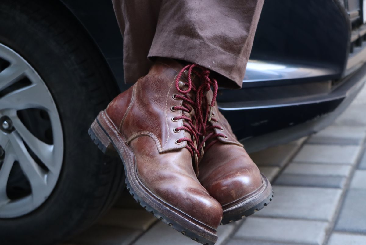 Photo by ArunP on April 2, 2026 of the Craft & Glory Task Boots in Full Grain Waxed Water Buffalo.