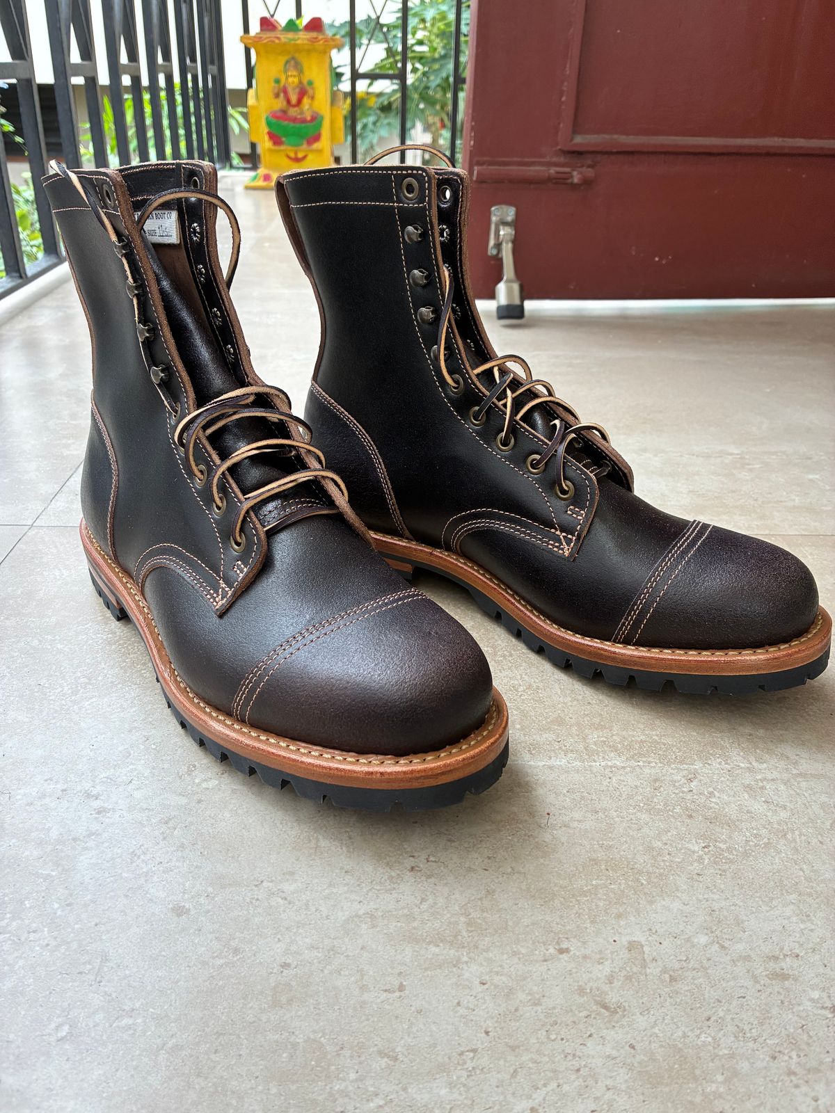 Photo by ArunP on January 24, 2026 of the Truman Cap Toe Boot in Horween Java Waxed Flesh.