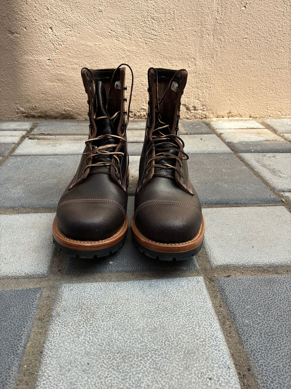 Photo by ArunP on February 1, 2026 of the Truman Cap Toe Boot in Horween Java Waxed Flesh.