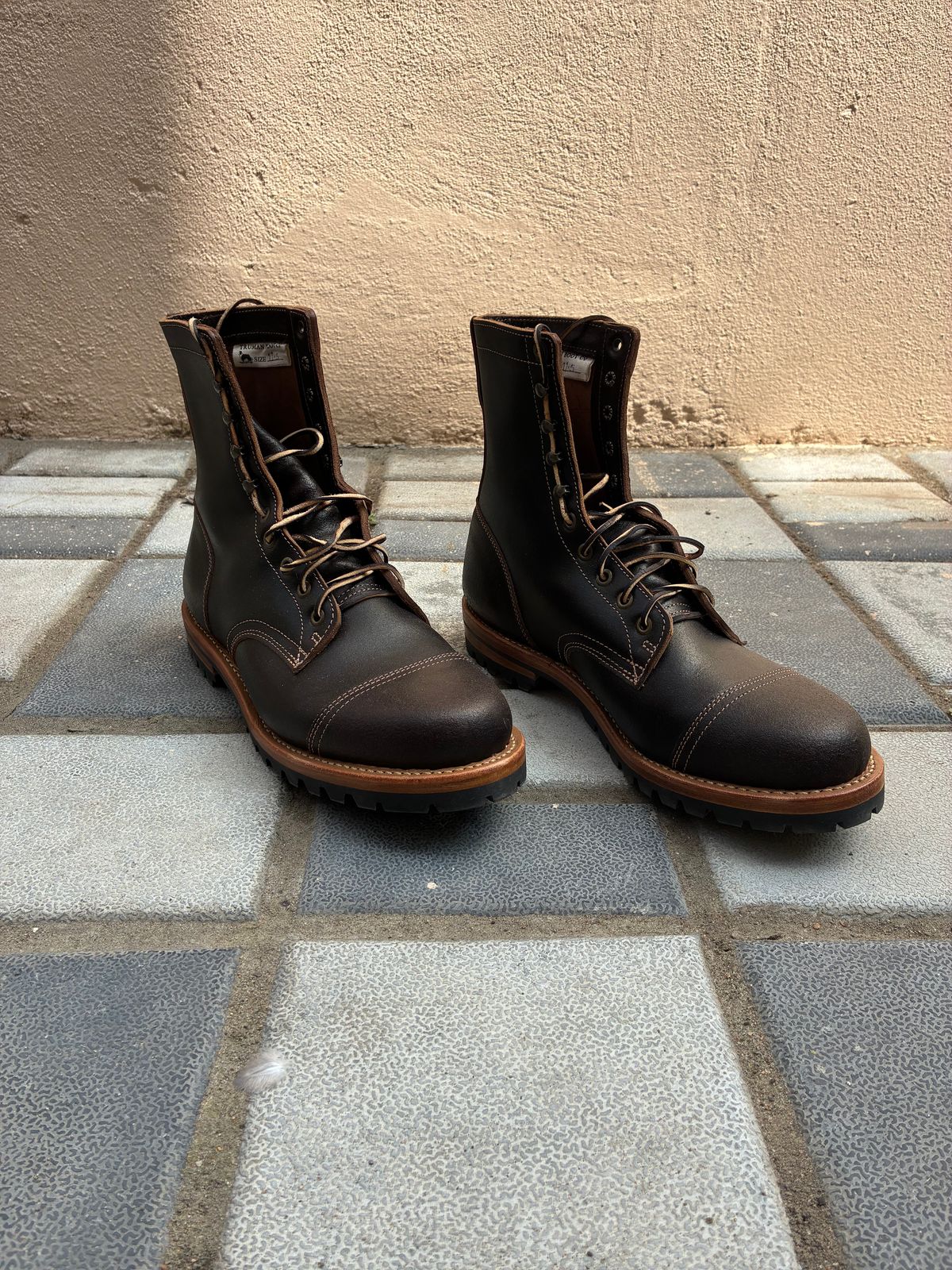 Photo by ArunP on February 1, 2026 of the Truman Cap Toe Boot in Horween Java Waxed Flesh.