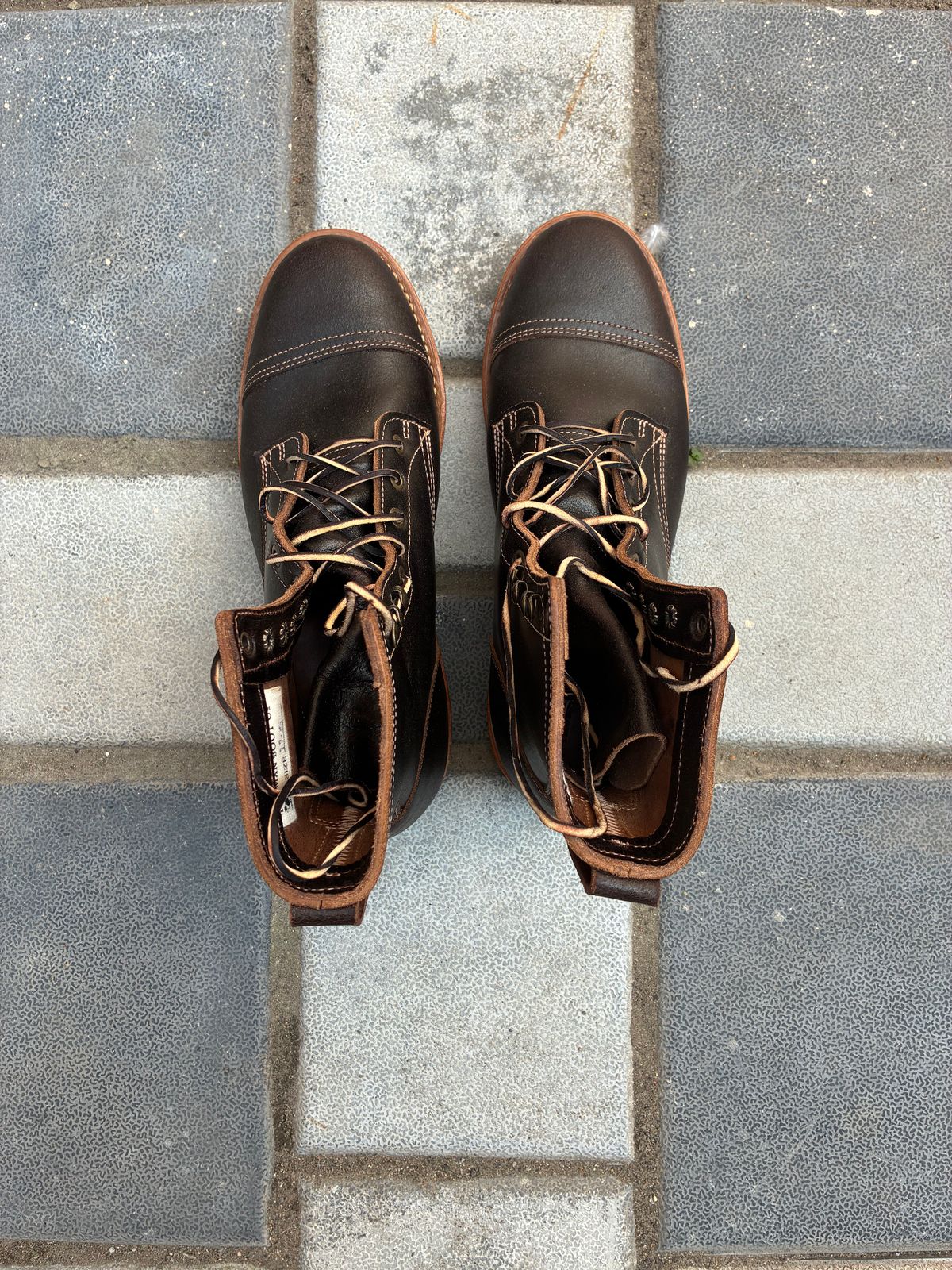 Photo by ArunP on February 1, 2026 of the Truman Cap Toe Boot in Horween Java Waxed Flesh.