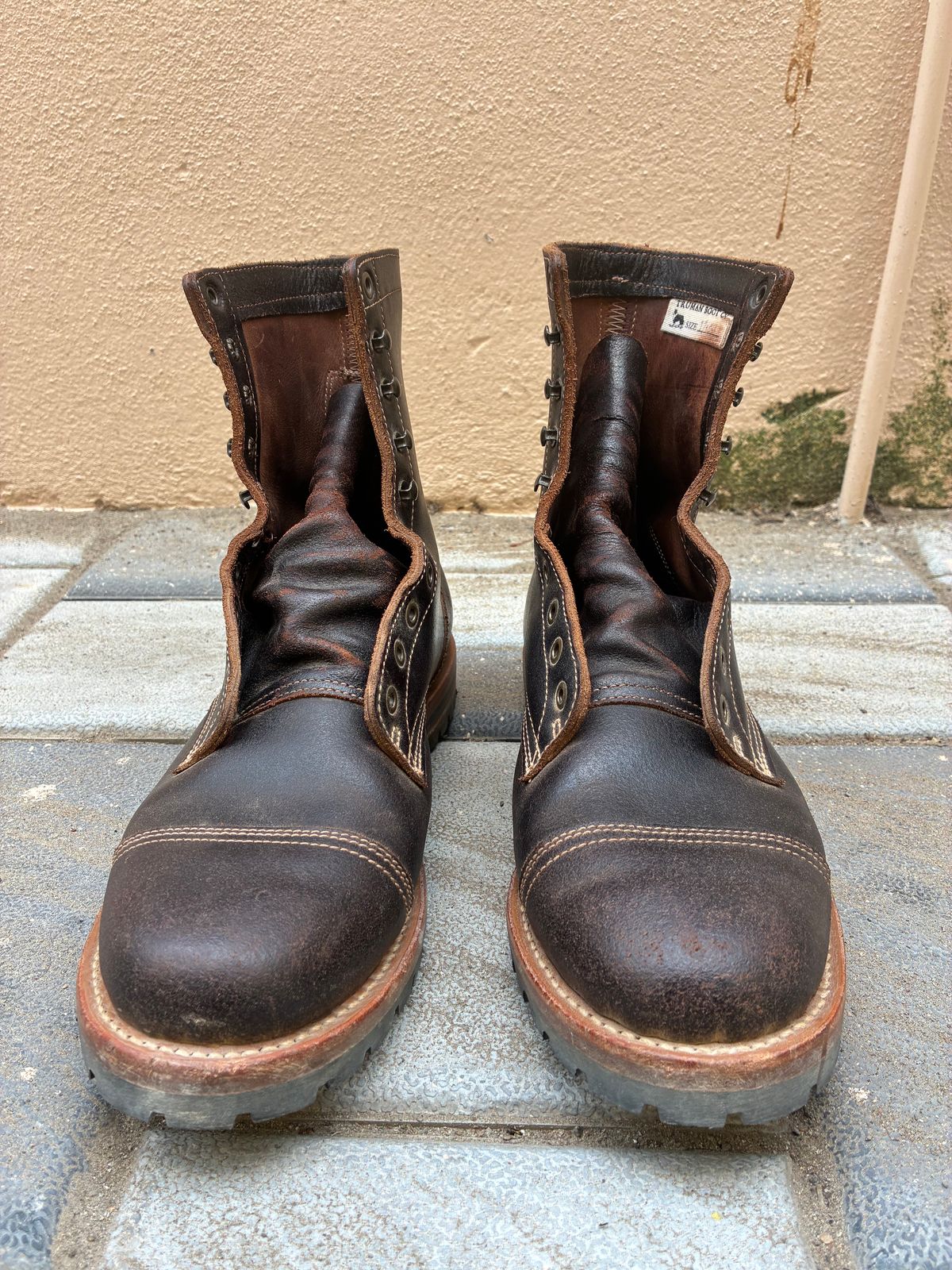 Photo by ArunP on April 19, 2026 of the Truman Cap Toe Boot in Horween Java Waxed Flesh.