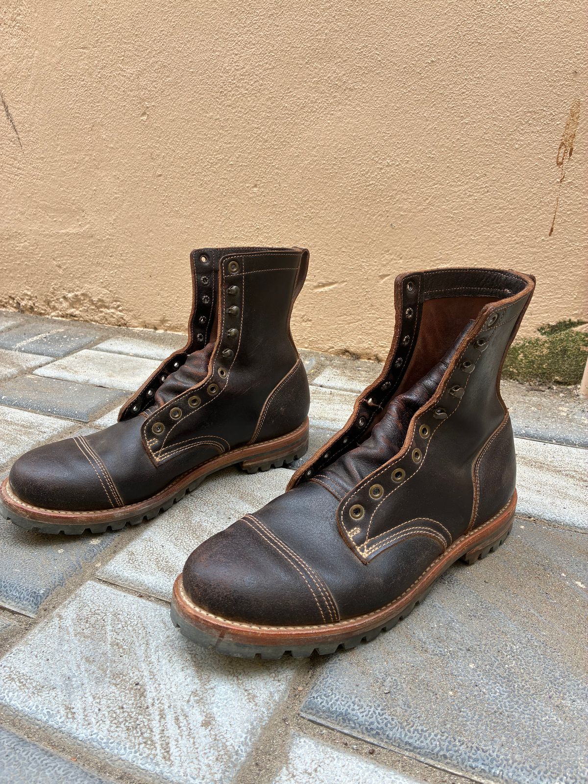 Photo by ArunP on April 19, 2026 of the Truman Cap Toe Boot in Horween Java Waxed Flesh.