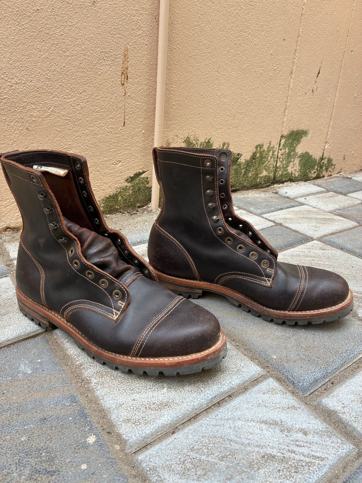 Photo by ArunP on April 19, 2026 of the Truman Cap Toe Boot in Horween Java Waxed Flesh.