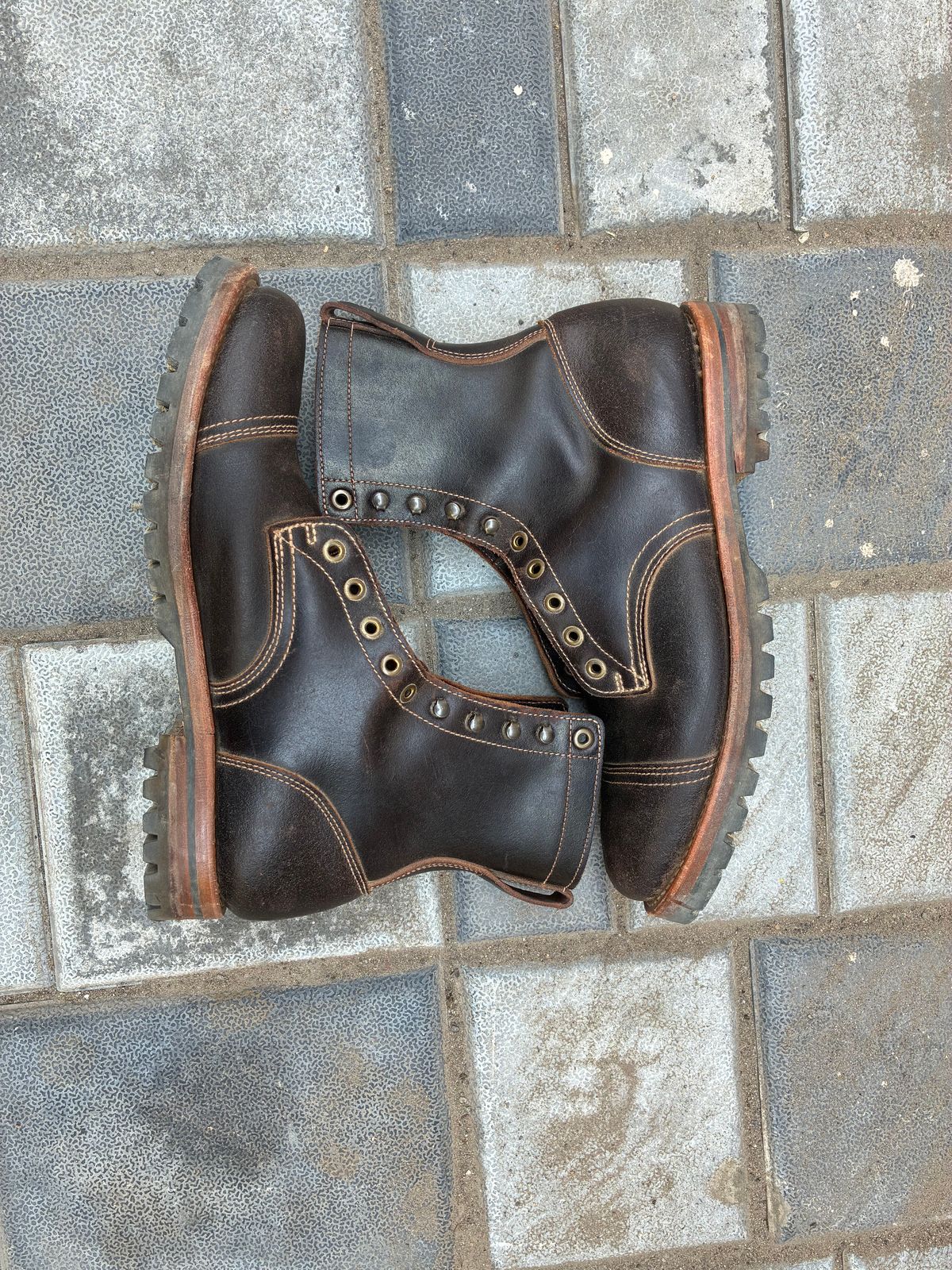 Photo by ArunP on April 19, 2026 of the Truman Cap Toe Boot in Horween Java Waxed Flesh.