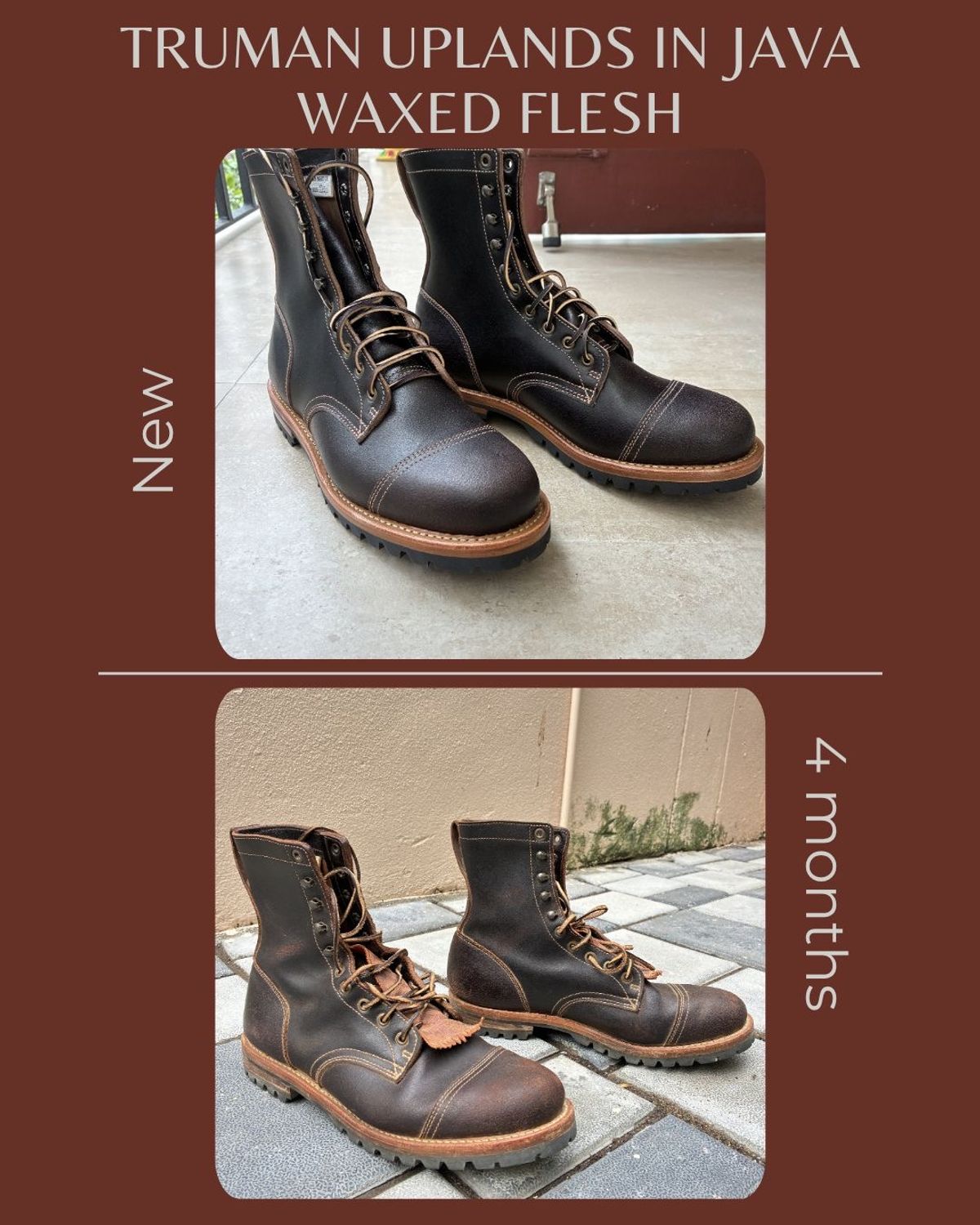 Photo by ArunP on May 9, 2026 of the Truman Cap Toe Boot in Horween Java Waxed Flesh.