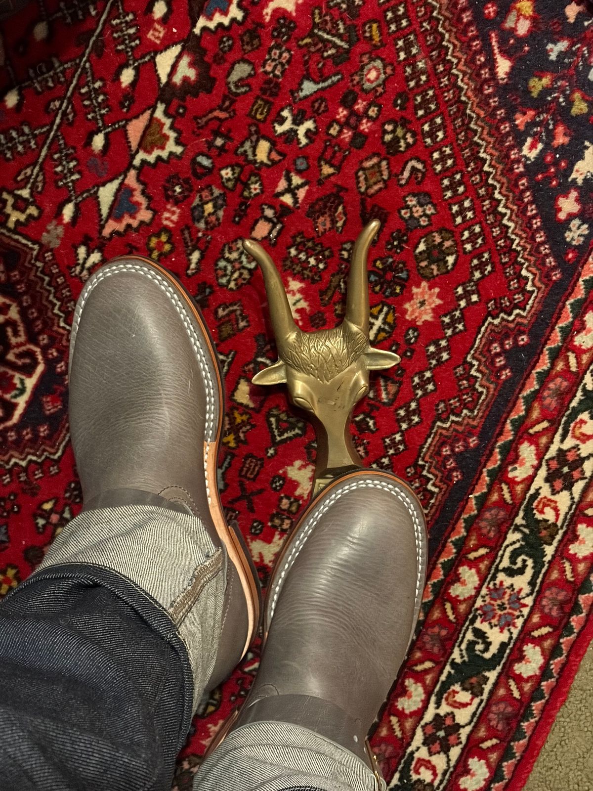 Photo by onepulp on February 7, 2026 of the Nicks X Parkhurst Brakeman in Horween Light Grey Cypress.