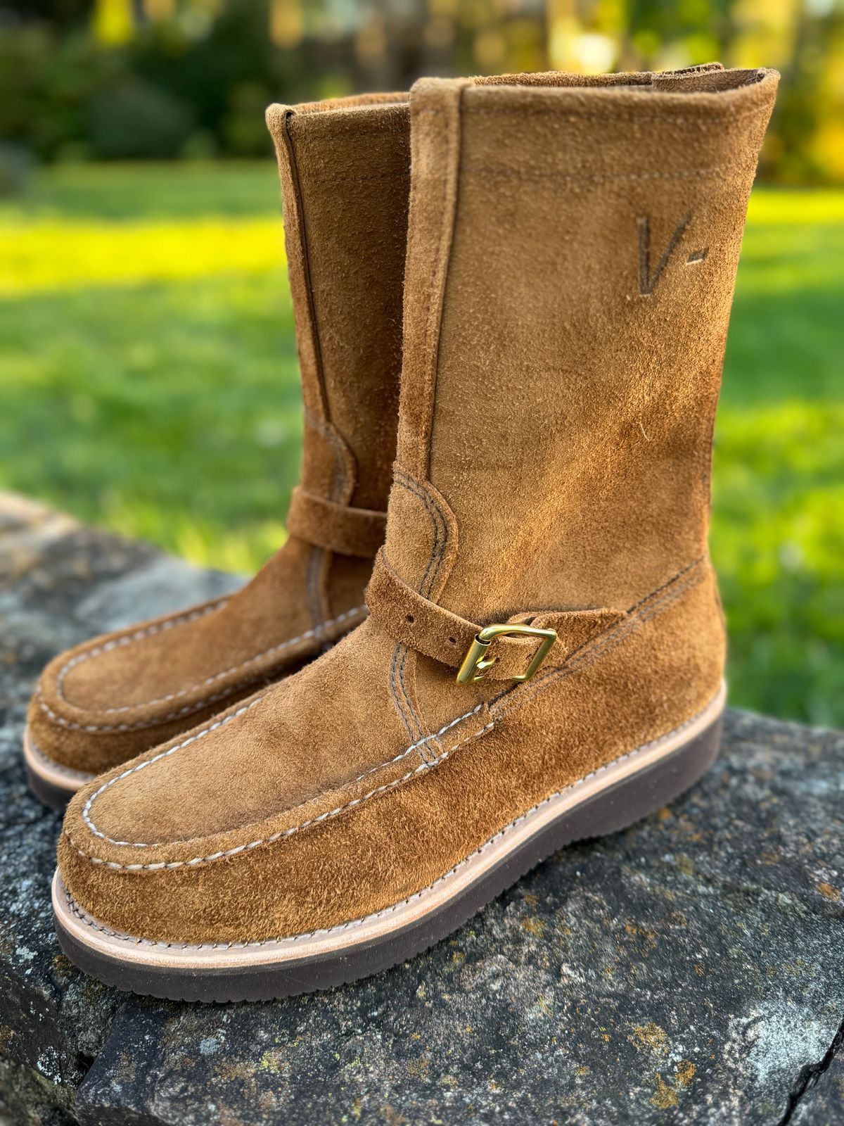 Photo by grantini on October 1, 2025 of the Russell Moccasin Co. Zephyr Balderas in SB Foot Roughout Pecos Chamois.