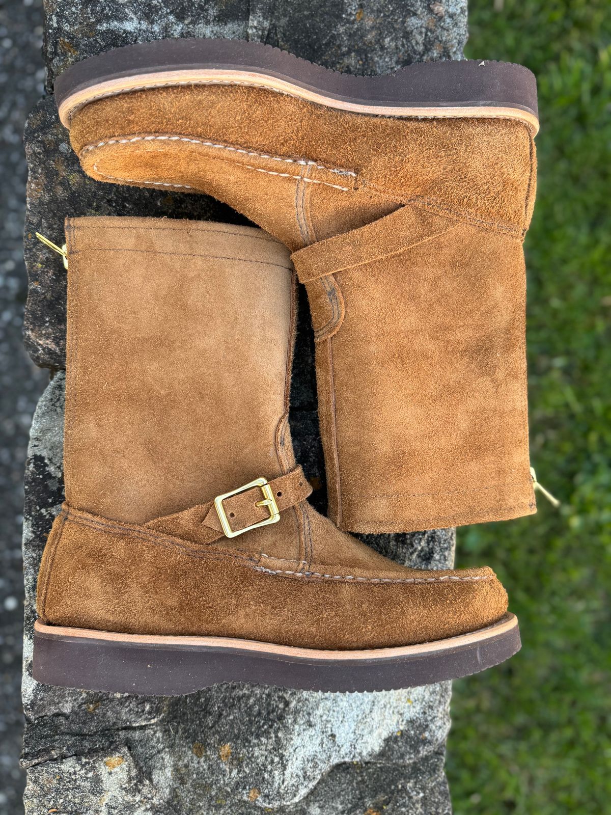 Photo by grantini on October 1, 2025 of the Russell Moccasin Co. Zephyr Balderas in SB Foot Roughout Pecos Chamois.