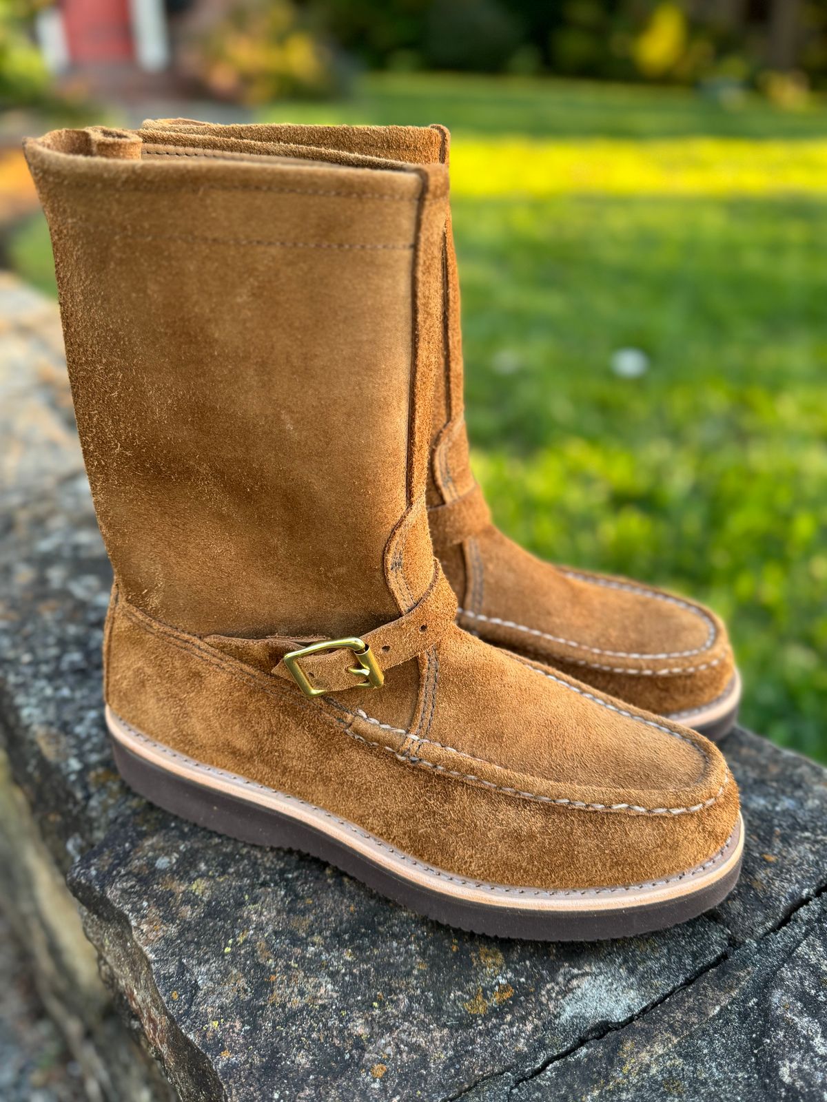 Photo by grantini on October 1, 2025 of the Russell Moccasin Co. Zephyr Balderas in SB Foot Roughout Pecos Chamois.