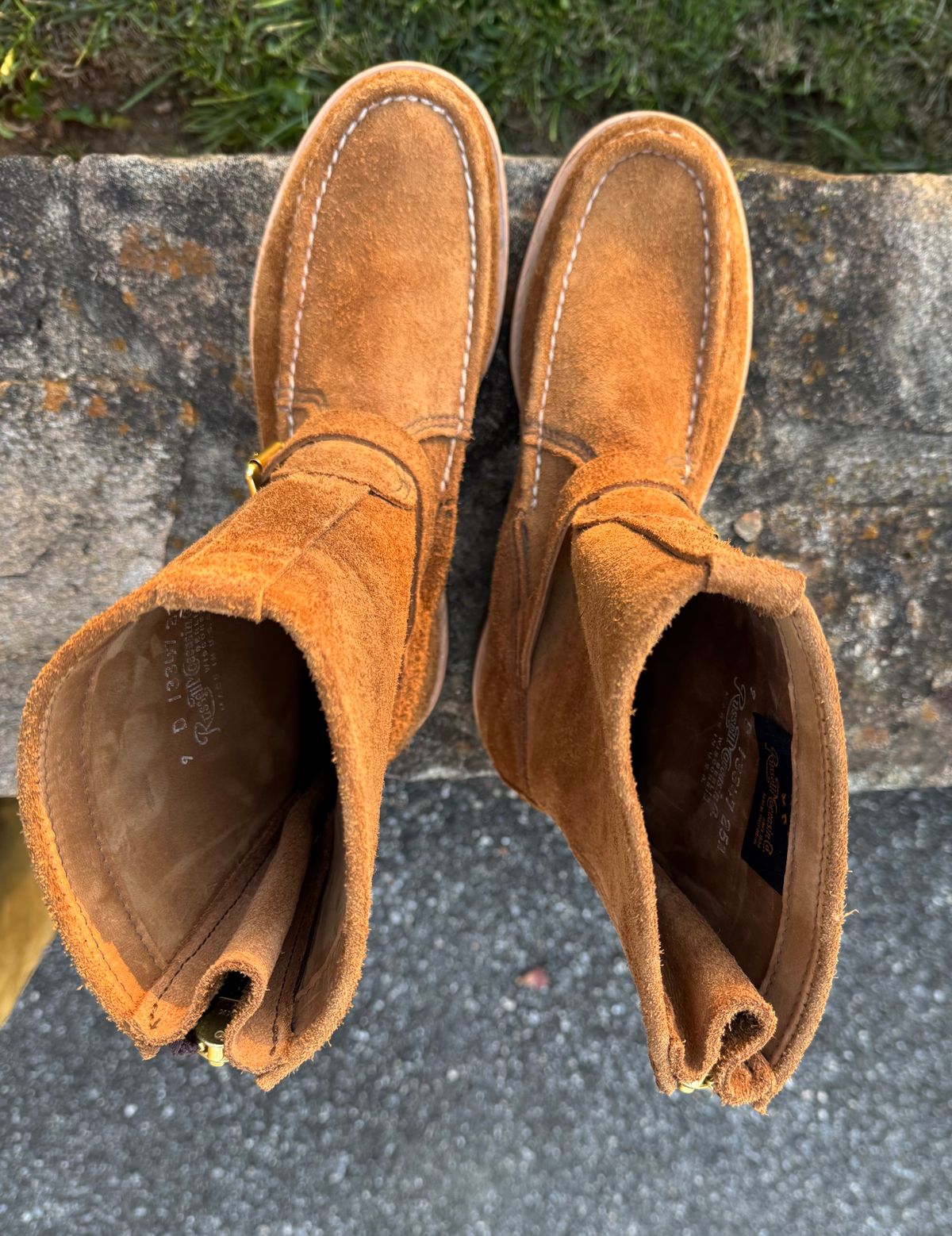 Photo by grantini on October 1, 2025 of the Russell Moccasin Co. Zephyr Balderas in SB Foot Roughout Pecos Chamois.