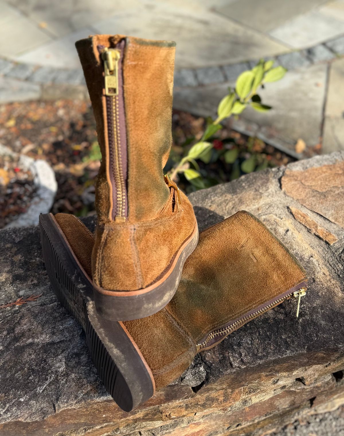 Photo by grantini on December 1, 2025 of the Russell Moccasin Co. Zephyr Balderas in SB Foot Roughout Pecos Chamois.