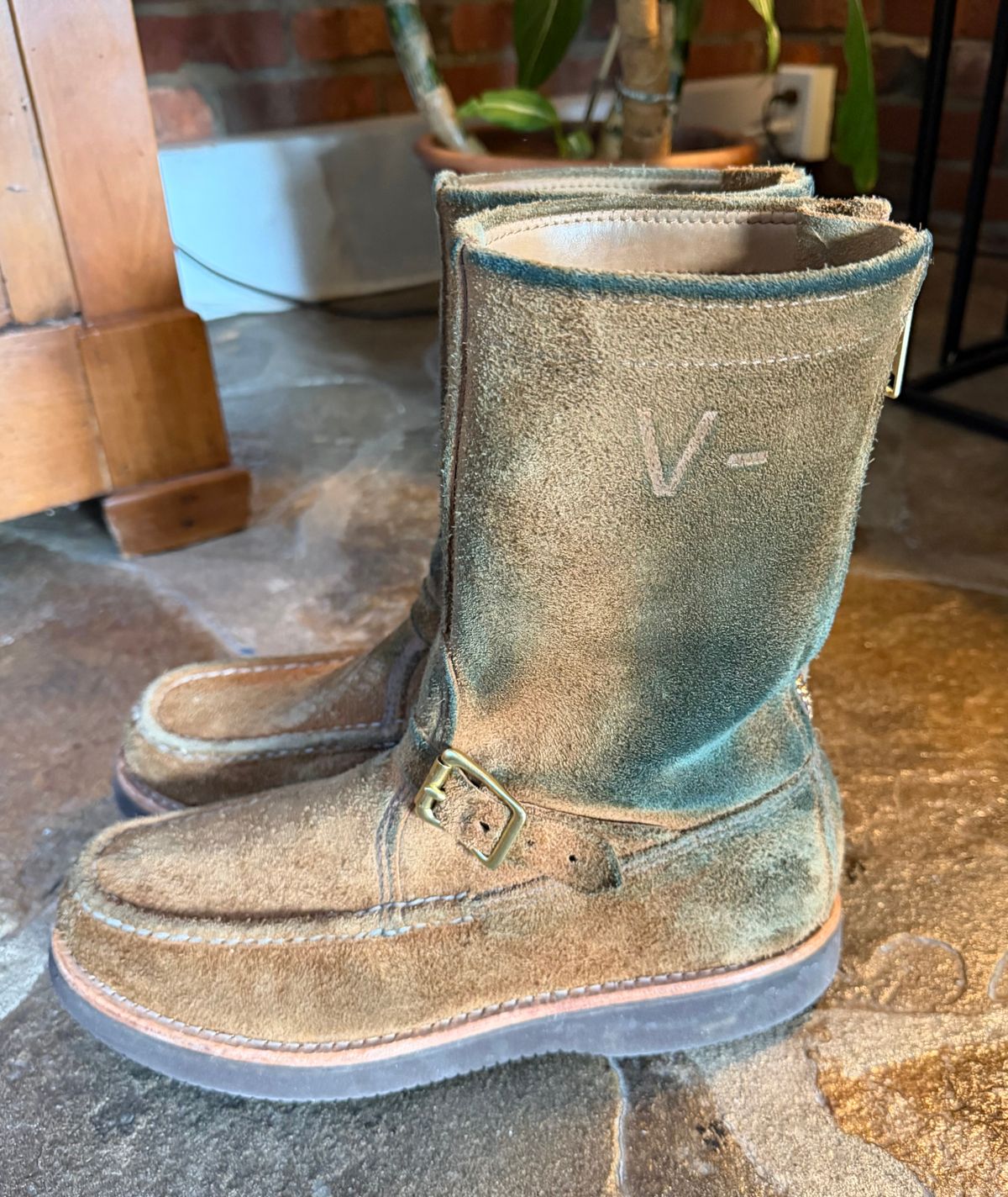 Photo by grantini on January 1, 2026 of the Russell Moccasin Co. Zephyr Balderas in SB Foot Roughout Pecos Chamois.