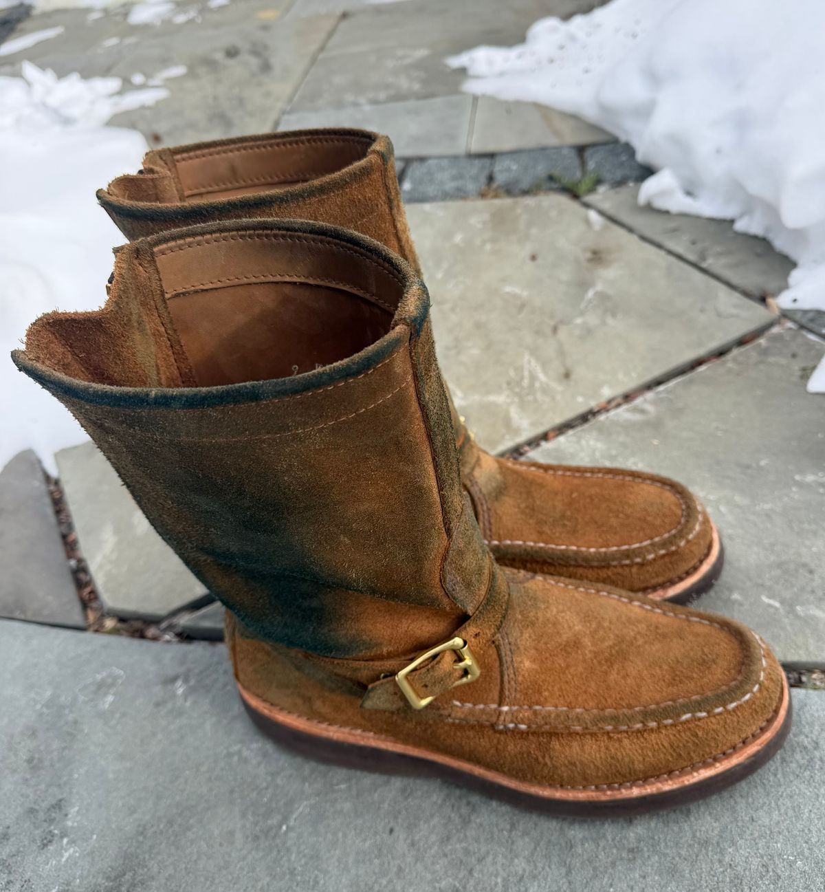 Photo by grantini on February 1, 2026 of the Russell Moccasin Co. Zephyr Balderas in SB Foot Roughout Pecos Chamois.