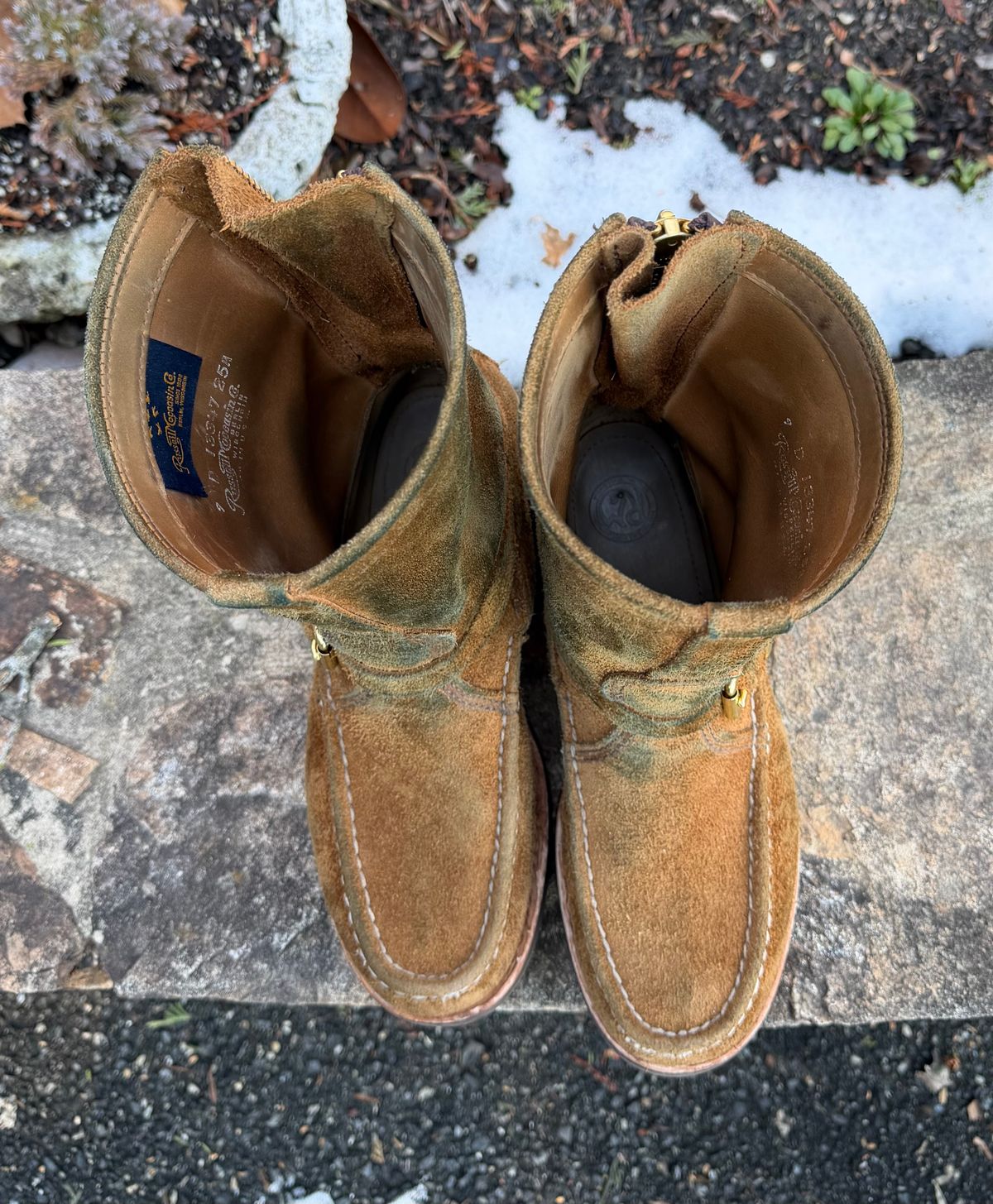 Photo by grantini on February 27, 2026 of the Russell Moccasin Co. Zephyr Balderas in SB Foot Roughout Pecos Chamois.