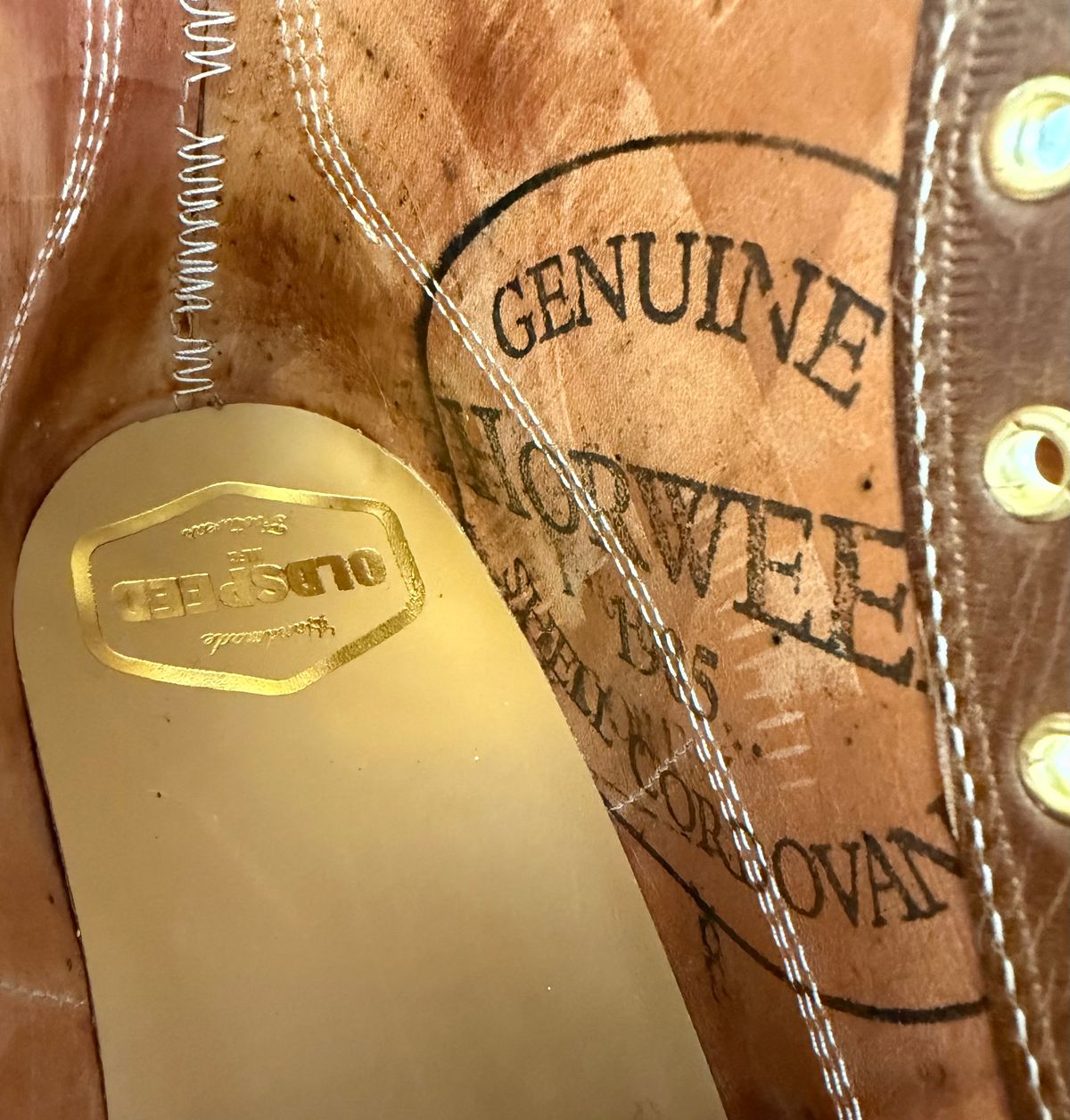 Photo by grantini on November 1, 2025 of the Oldspeed Henry Johnson in Horween Color 2 Shell Cordovan.