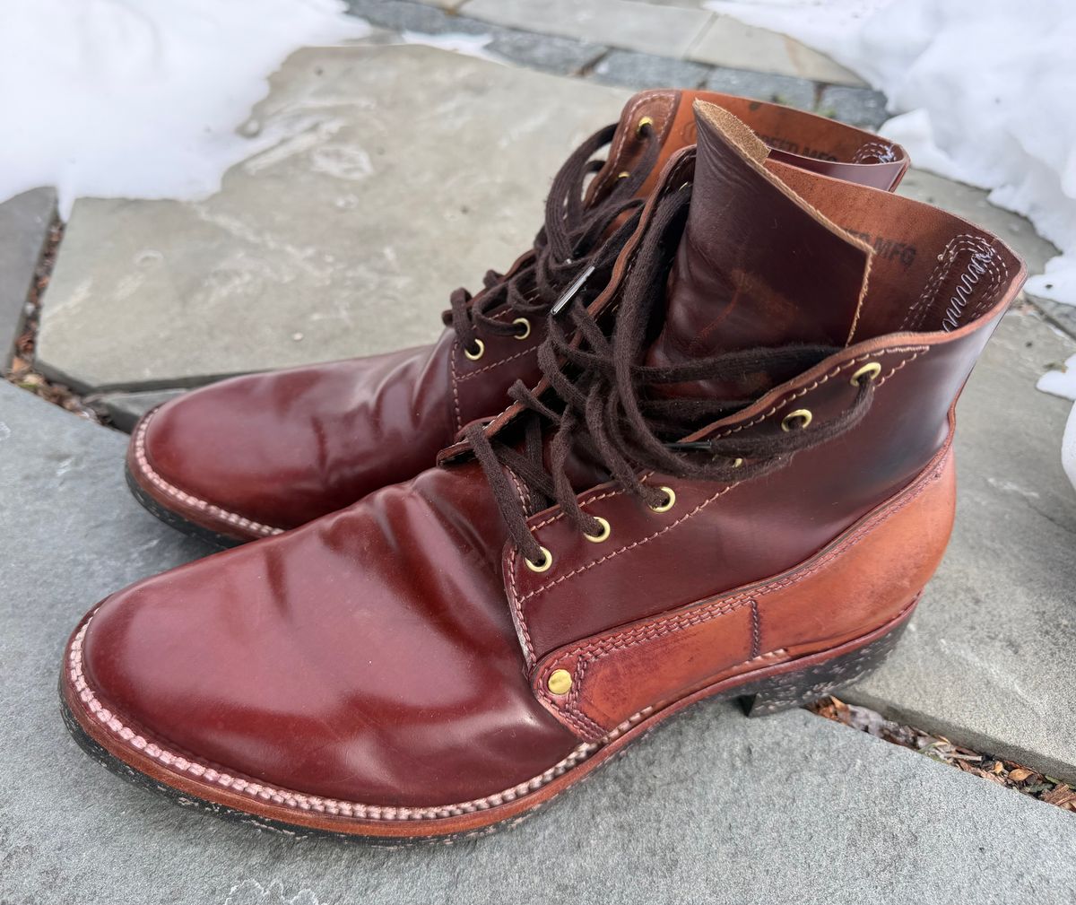 Photo by grantini on February 1, 2026 of the Oldspeed MFG Henry Johnson in Horween Color 2 Shell Cordovan.