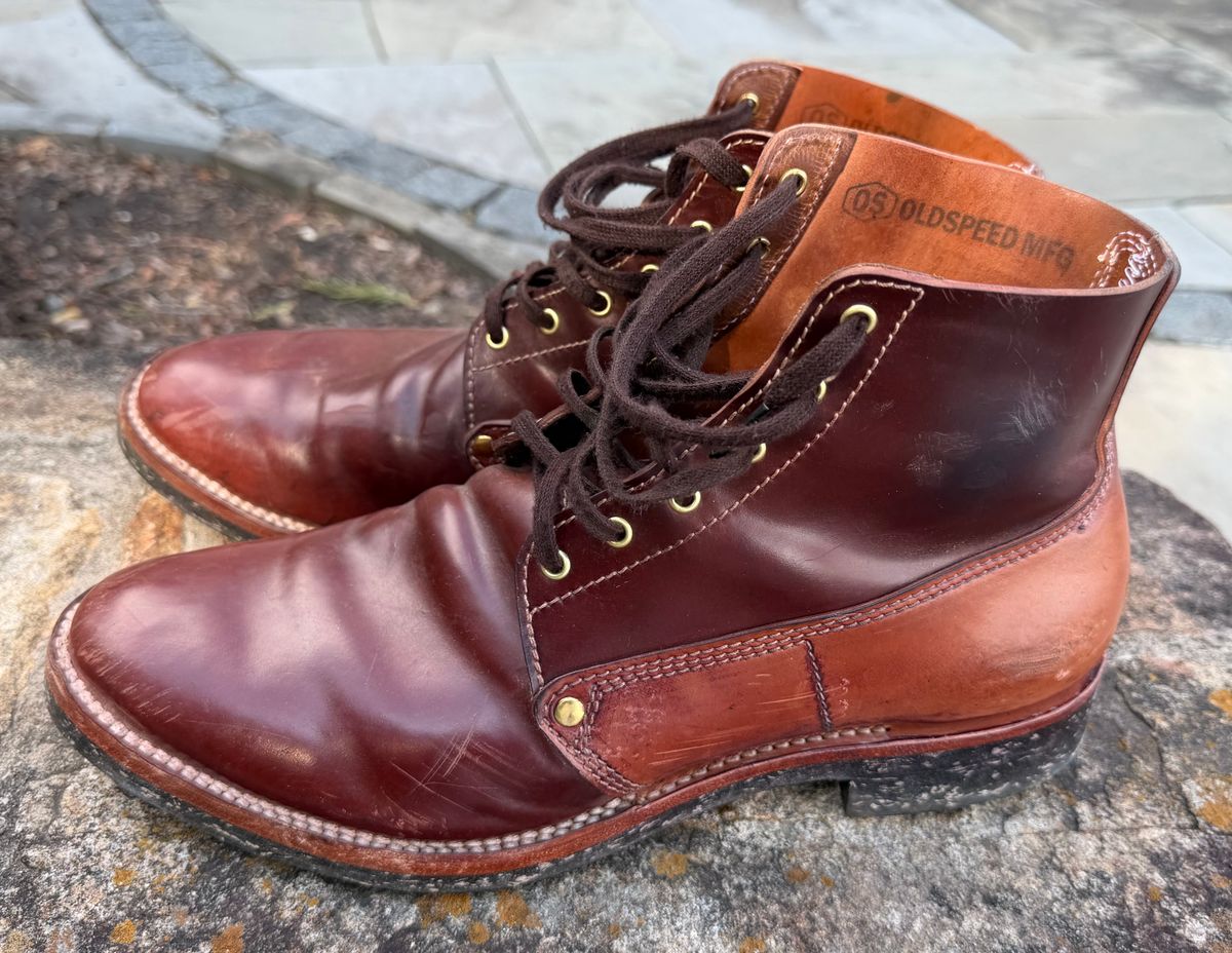 Photo by grantini on April 1, 2026 of the Oldspeed MFG Henry Johnson in Horween Color 2 Shell Cordovan.