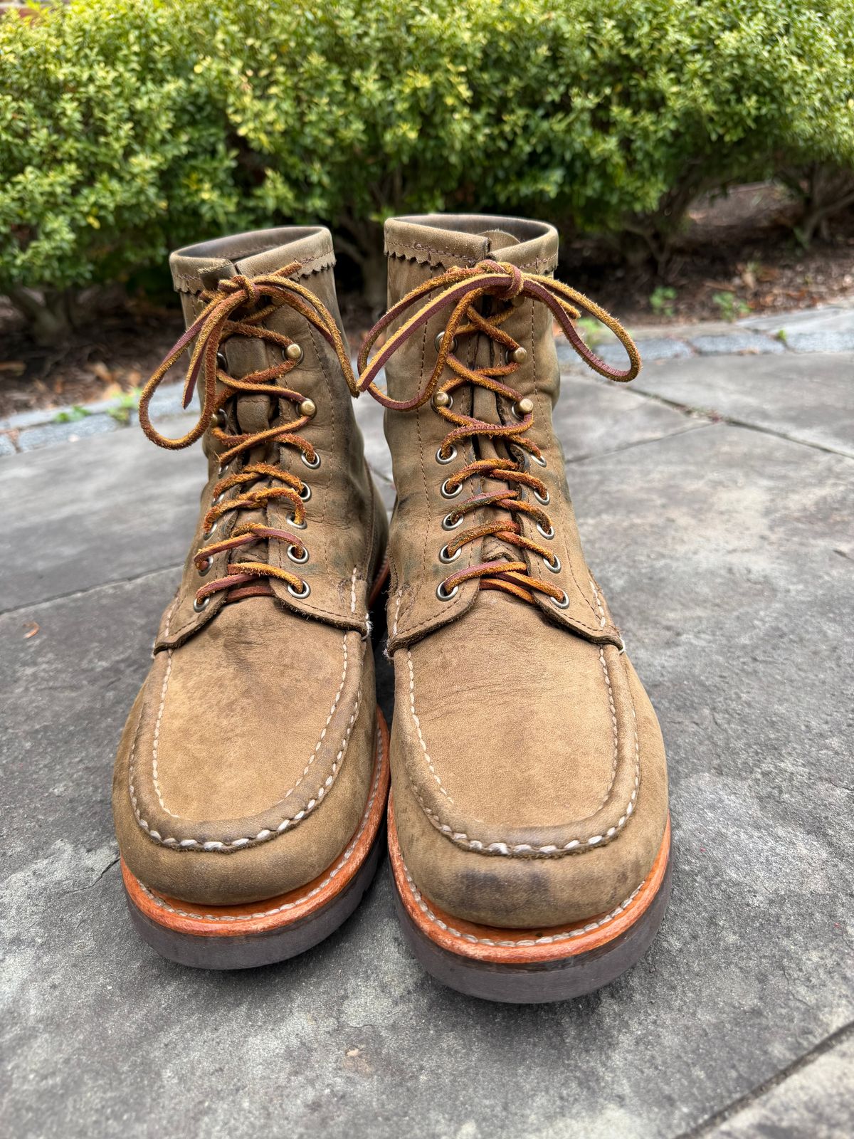 Photo by grantini on May 15, 2026 of the Russell Moccasin Co. Backcountry in Sage Chamois.
