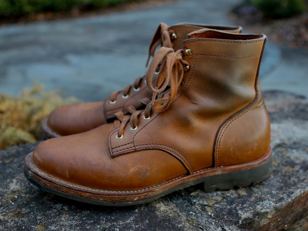 Photo by grantini on January 1, 2025 of the Oldspeed Service Boot 6” in Horween Tan Latigo.