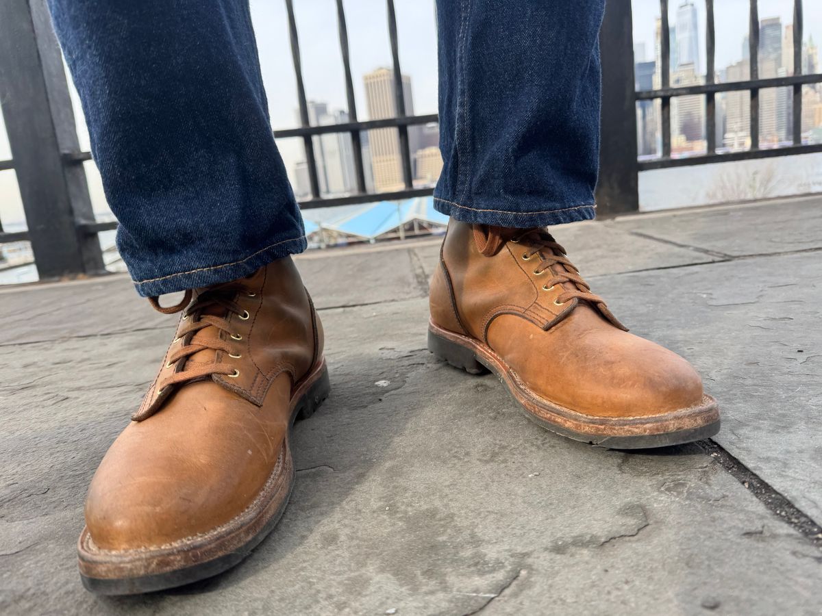 Photo by grantini on February 2, 2025 of the Oldspeed Service Boot 6” in Horween Tan Latigo.