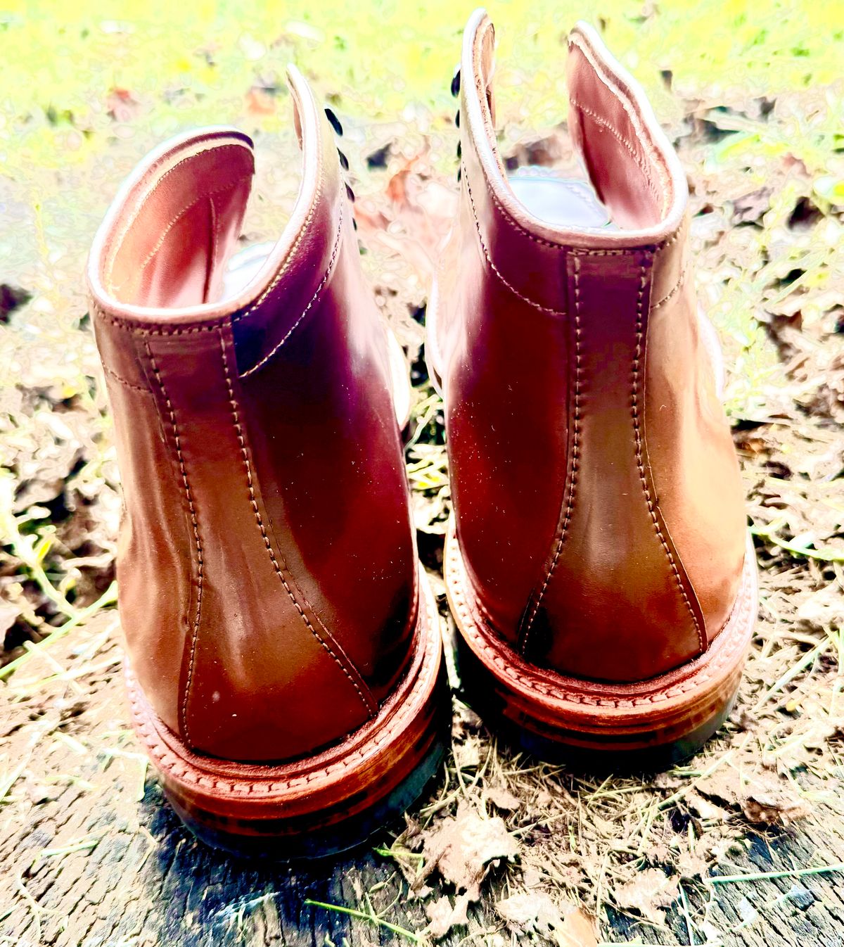 Photo by grantini on October 3, 2024 of the Alden Tanker Boot in Horween Ravello Shell Cordovan.