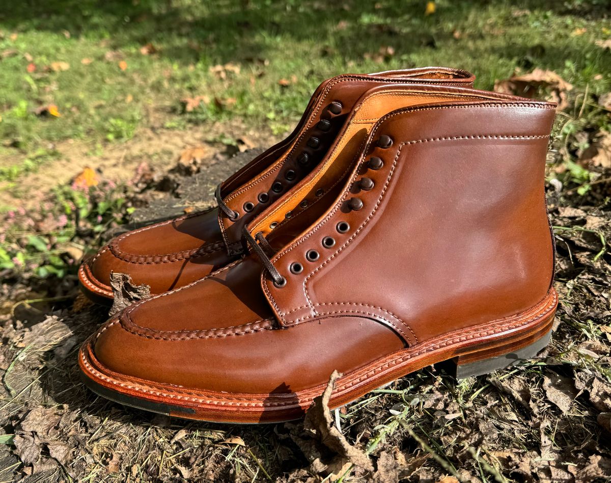 Photo by grantini on October 3, 2024 of the Alden Tanker Boot in Horween Ravello Shell Cordovan.