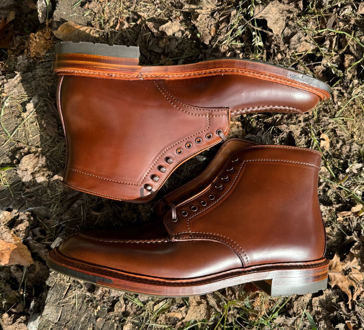 Photo by grantini on October 3, 2024 of the Alden Tanker Boot in Horween Ravello Shell Cordovan.