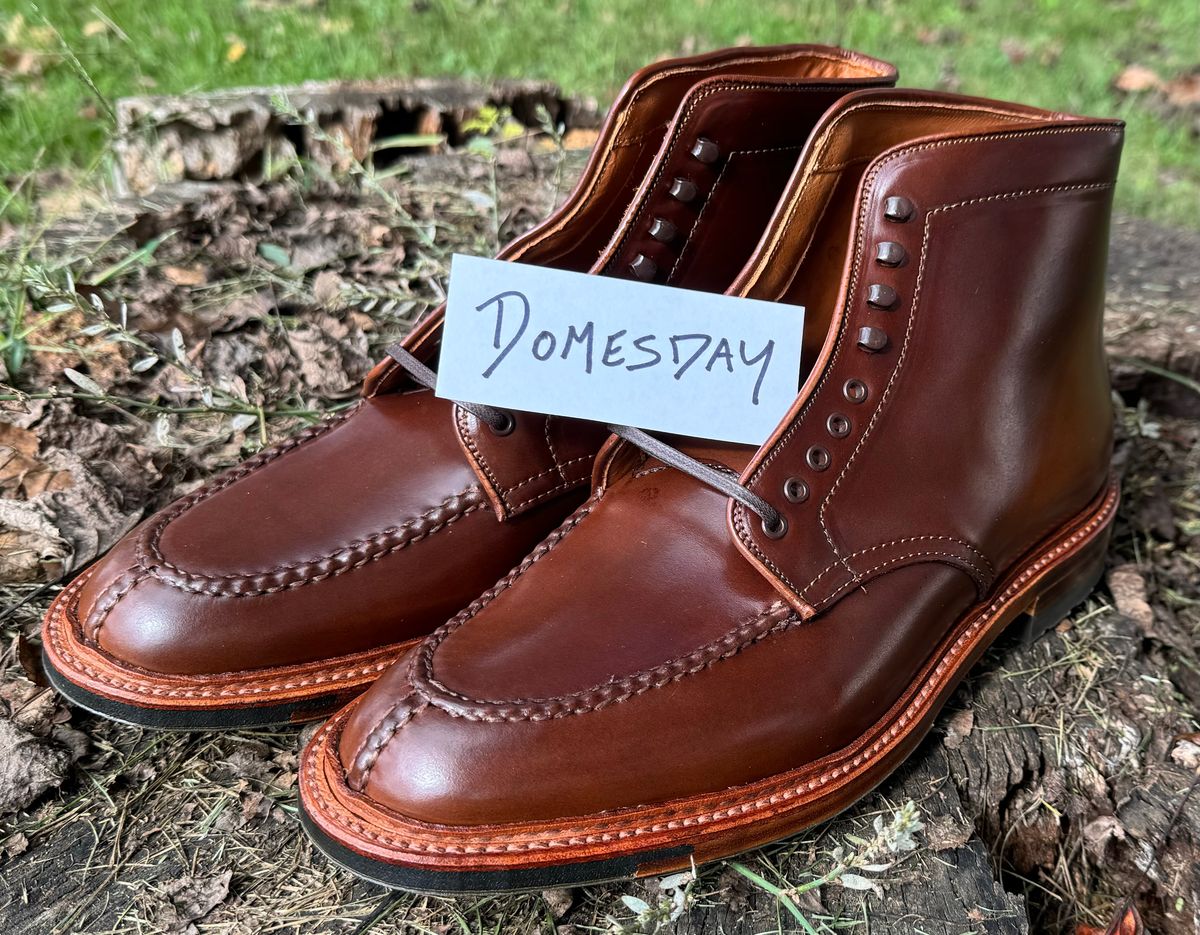 Photo by grantini on October 3, 2024 of the Alden Tanker Boot in Horween Ravello Shell Cordovan.