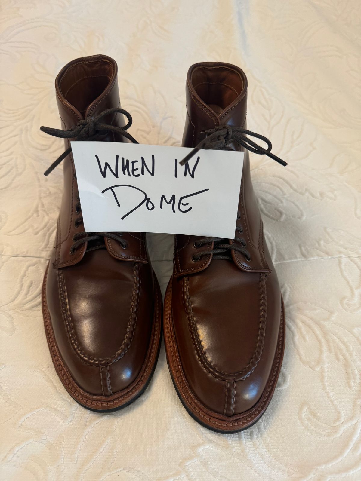 Photo by grantini on November 1, 2024 of the Alden Tanker Boot in Horween Ravello Shell Cordovan.