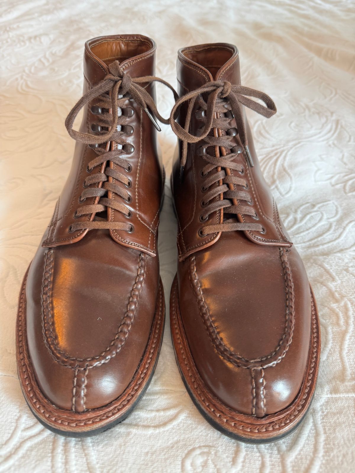 Photo by grantini on December 4, 2024 of the Alden Tanker Boot in Horween Ravello Shell Cordovan.