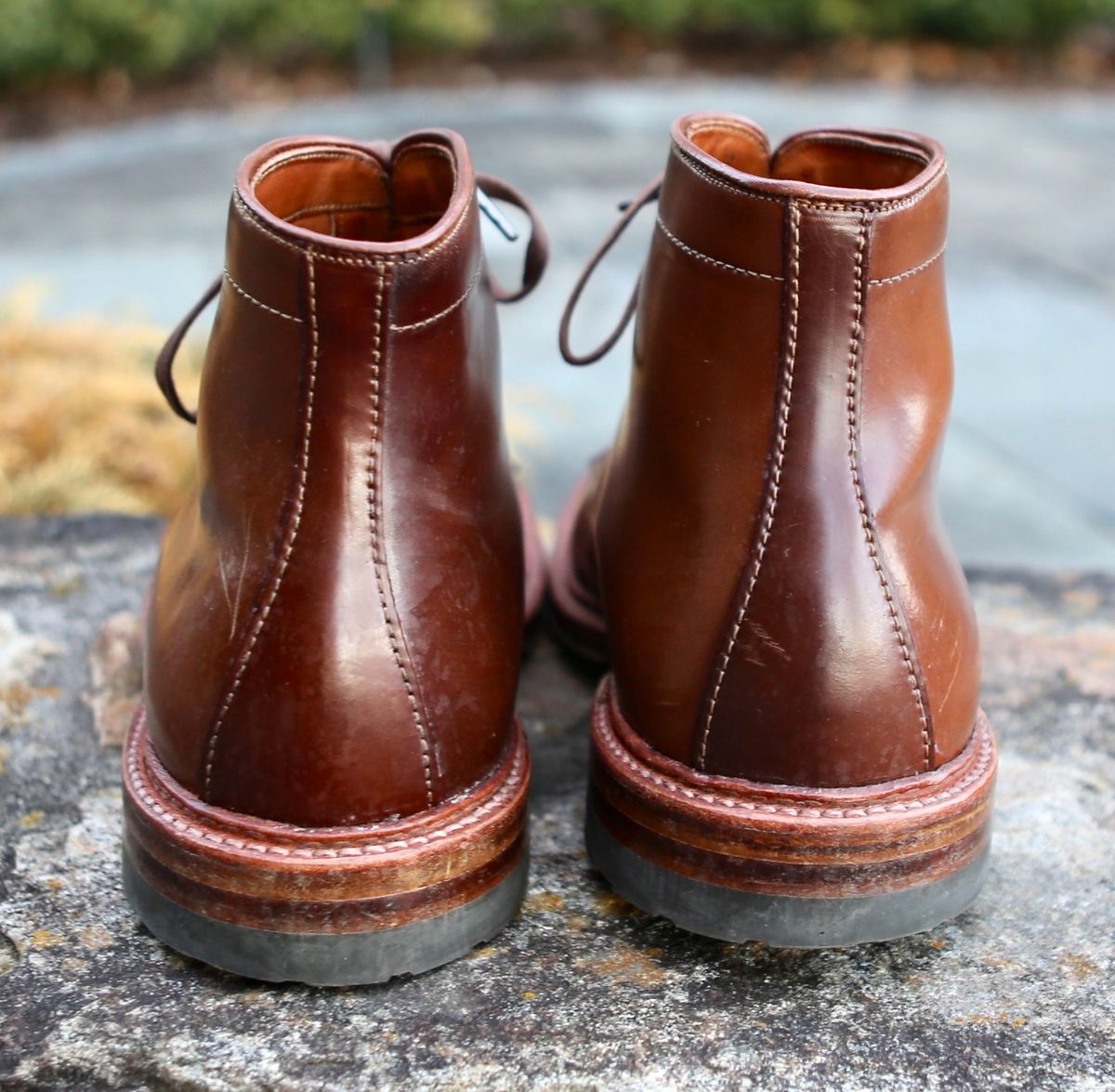 Photo by grantini on January 1, 2025 of the Alden Tanker Boot in Horween Ravello Shell Cordovan.