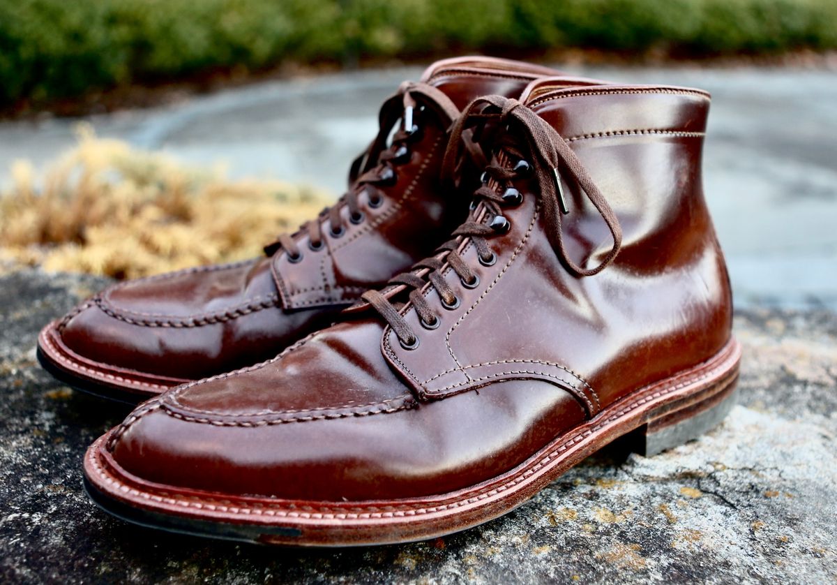 Photo by grantini on January 1, 2025 of the Alden Tanker Boot in Horween Ravello Shell Cordovan.