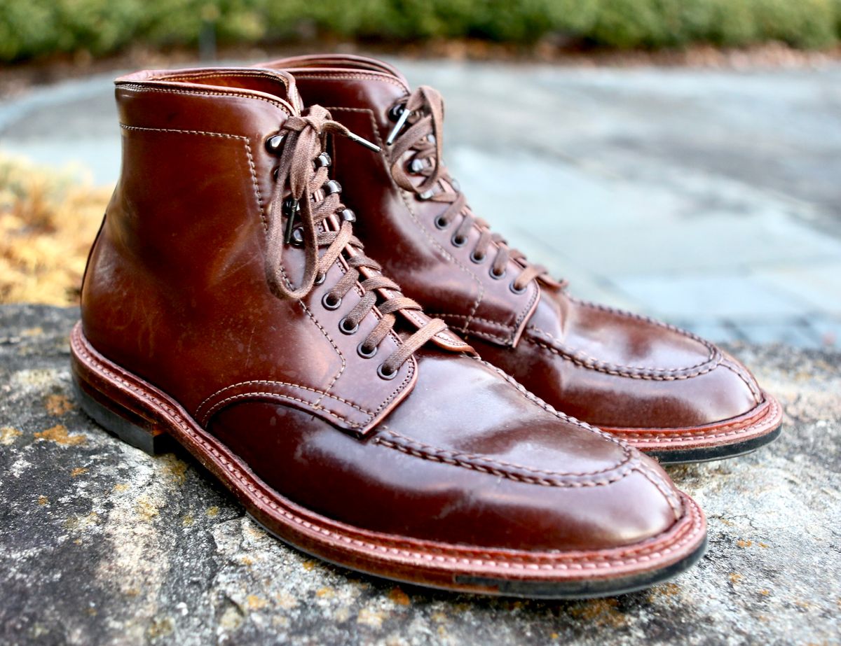 Photo by grantini on January 1, 2025 of the Alden Tanker Boot in Horween Ravello Shell Cordovan.