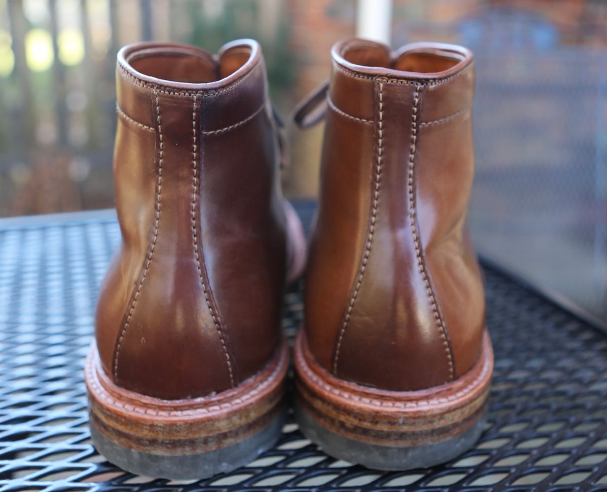 Photo by grantini on February 1, 2025 of the Alden Tanker Boot in Horween Ravello Shell Cordovan.