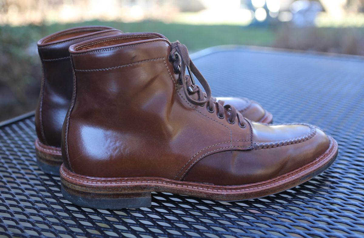 Photo by grantini on February 1, 2025 of the Alden Tanker Boot in Horween Ravello Shell Cordovan.