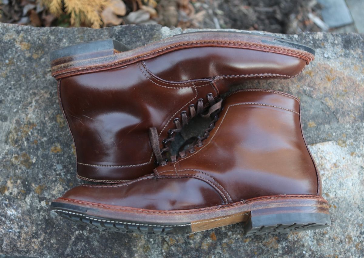 Photo by grantini on March 3, 2025 of the Alden Tanker Boot in Horween Ravello Shell Cordovan.