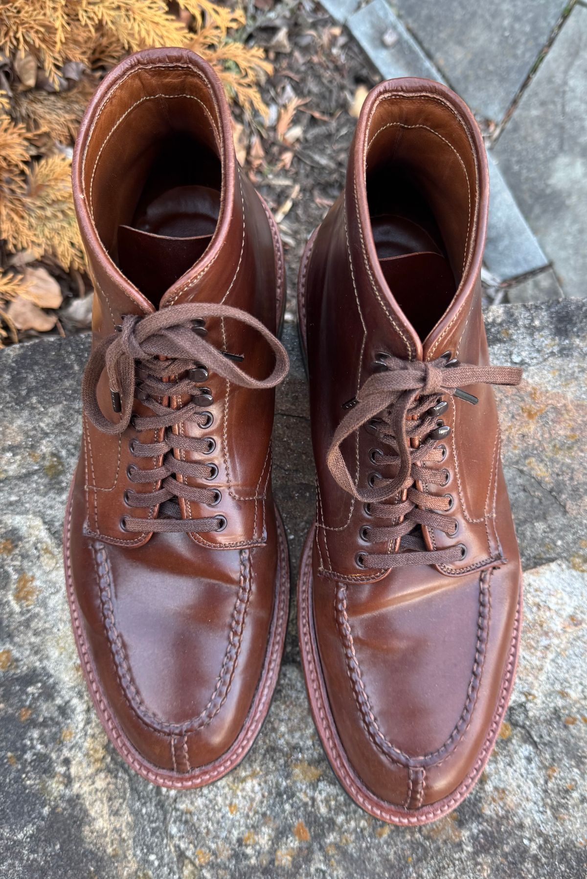 Photo by grantini on March 3, 2025 of the Alden Tanker Boot in Horween Ravello Shell Cordovan.