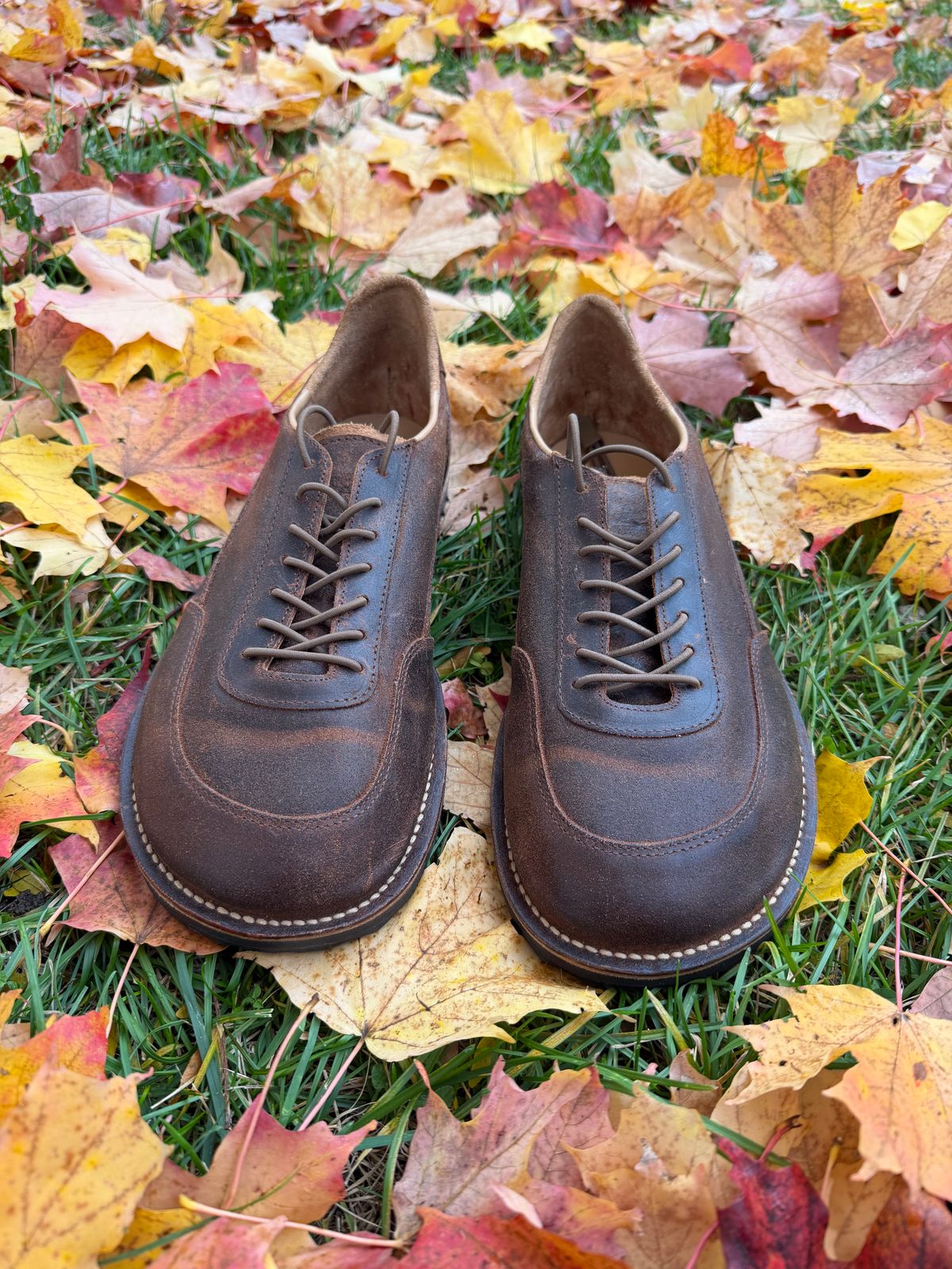 Photo by Forgedleather on November 1, 2025 of the Turriff Functional Footwear C-01 in C.f. Stead Prairie Waxy Commander Suede.