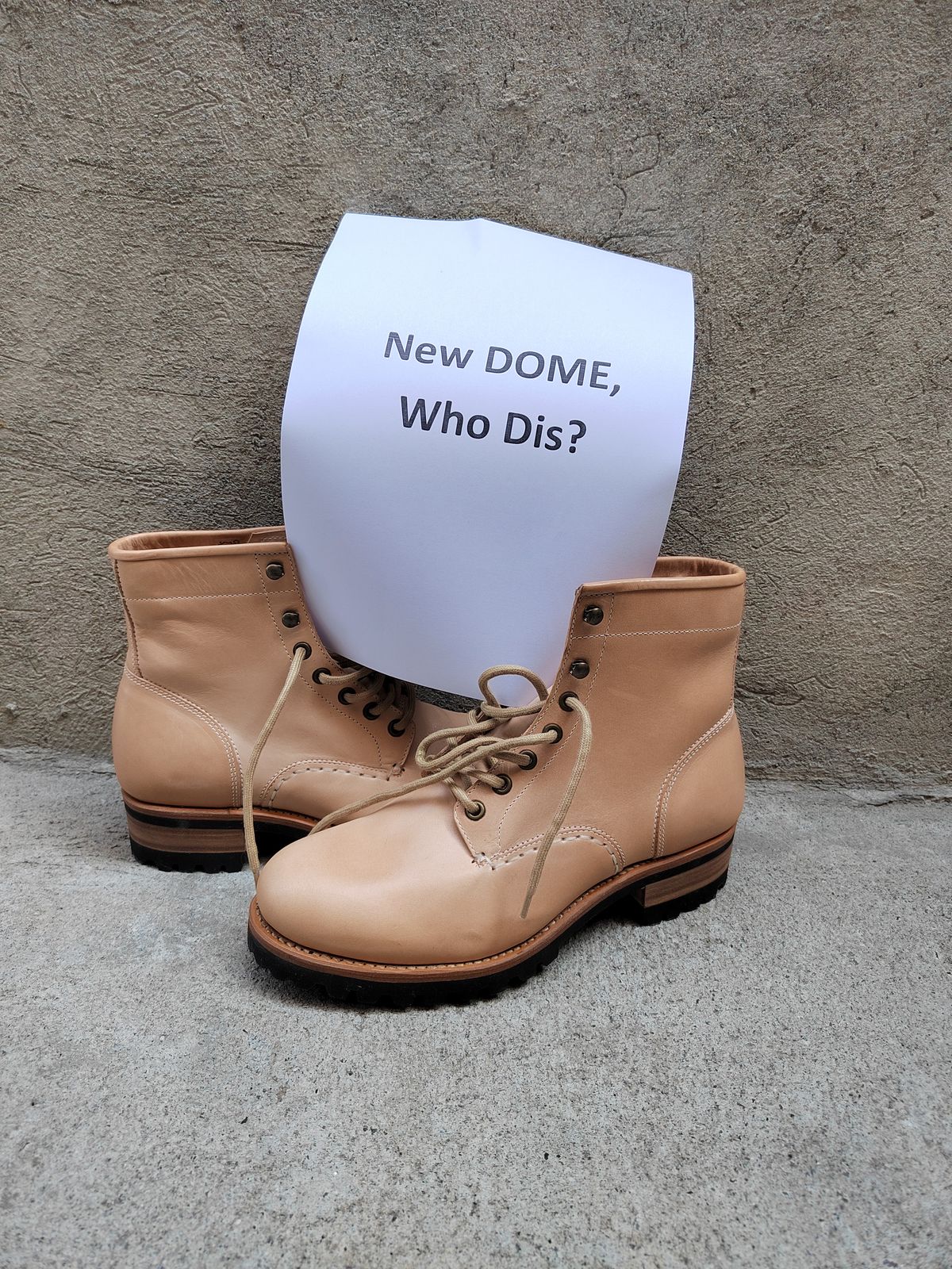 Photo by buttsandshouldersowner on October 3, 2025 of the Butts and Shoulders The Heritage Boots in Natural Leather.