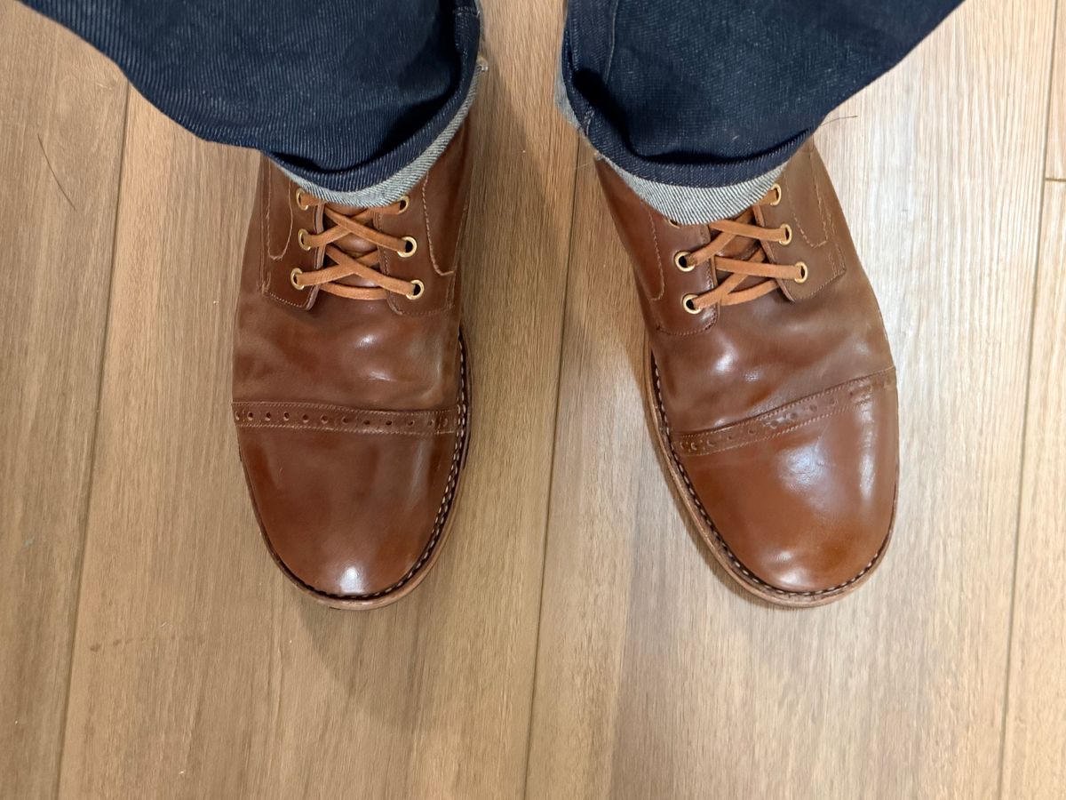 Photo by TheBeardedFeller on March 29, 2026 of the Blkbrd Shoemaker Luchador Service Boot in Maryam Toscanello TPR Horsebutt.