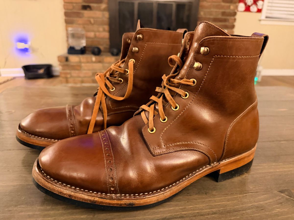 Photo by TheBeardedFeller on April 17, 2026 of the Blkbrd Shoemaker Luchador-Z in Maryam Toscanello TPR Horsebutt.