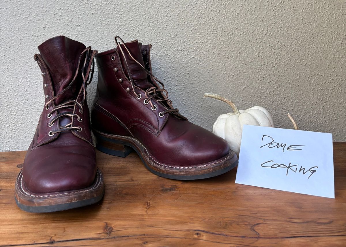 Photo by Sheparza on November 4, 2025 of the White's 350 Cruiser in Horween Burgundy Chromexcel.