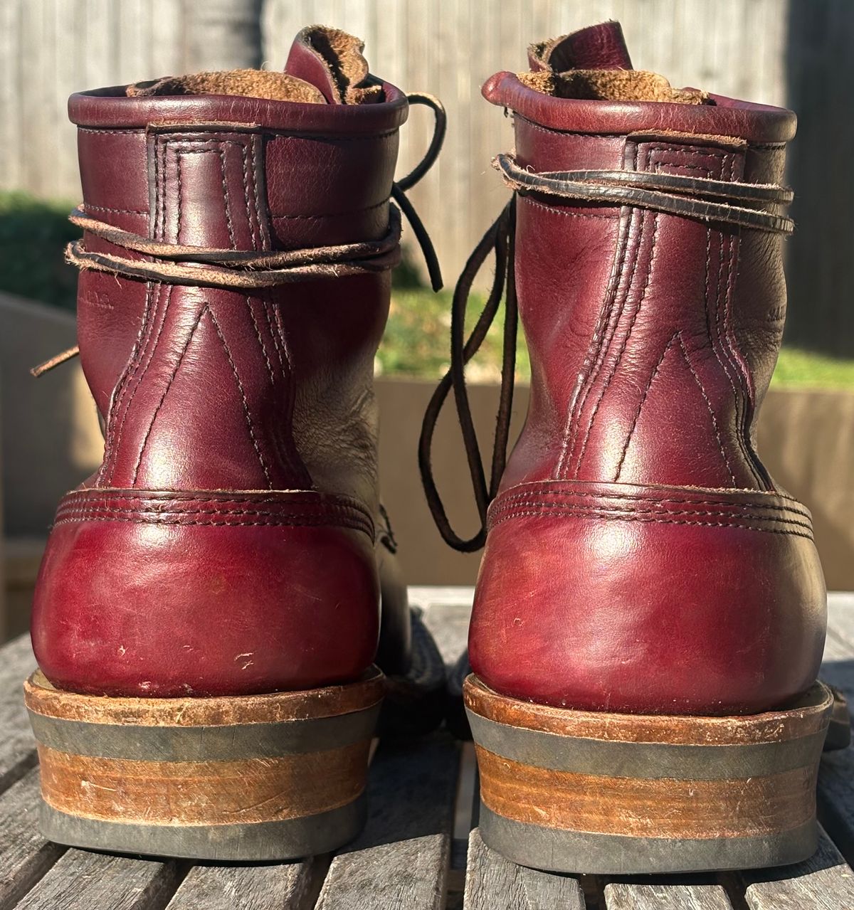 Photo by Sheparza on February 3, 2026 of the White's 350 Cruiser in Horween Burgundy Chromexcel.